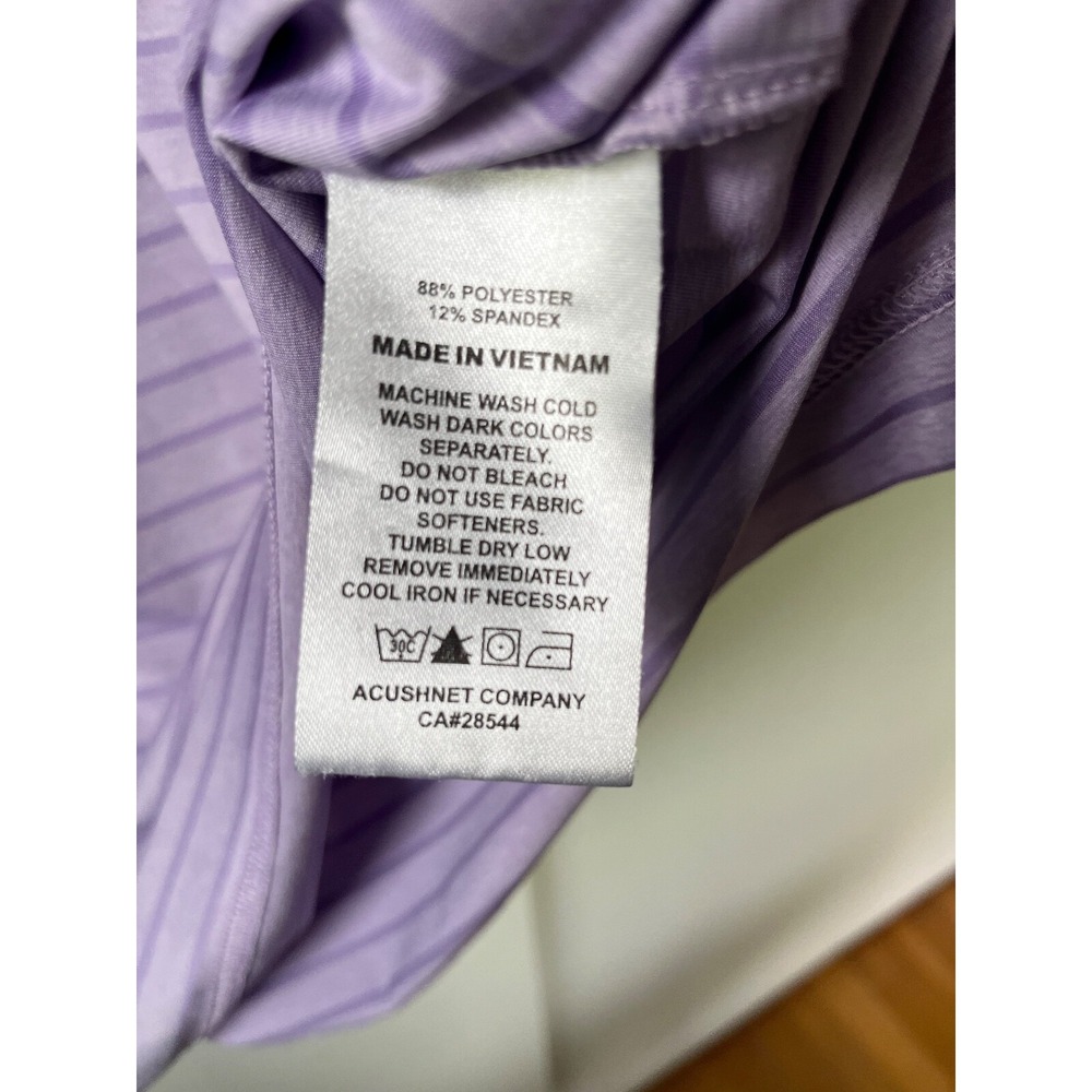 Footjoy Men's XL‎ Golf Polo Shirt Short Sleeve Lavender w/Purple Stripes Stretch - Picture 6 of 6